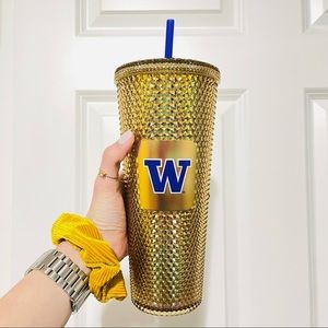 💜NEW💛 Starbucks UW University of Washington 2022 Studded Bling Gold Tumbler